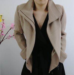 * ZARA light brown tan zip stitch structure jacket